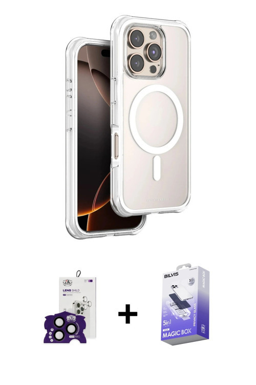 ieg™ iPhone 16 Pro Max Kılıf Zirve Klasik Prime - Siyah Bilvis 5in1 5D Magic Hayalet Cam Ekran Koruy