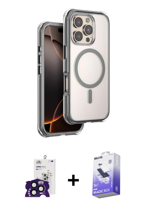 ieg™ iPhone 16 Pro Max Kılıf Zirve Klasik Prime - Siyah Bilvis 5in1 5D Magic Hayalet Cam Ekran Koruy