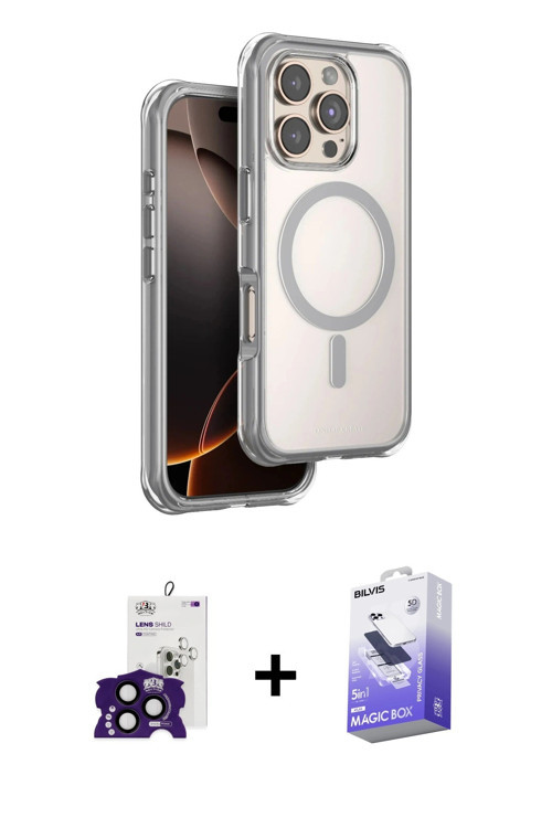 ieg™ iPhone 16 Pro Max Kılıf Zirve Klasik Prime - Siyah Bilvis 5in1 5D Magic Hayalet Cam Ekran Koruy