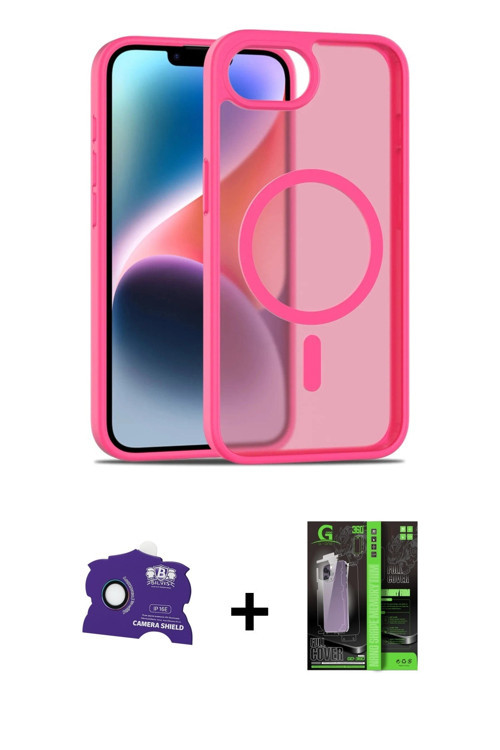 ieg™ iPhone 16E Kılıf Siluet Minimal Prime - Şeffaf 360 Full Body Arka Koruyucu + Rainbow Bilvis Tit