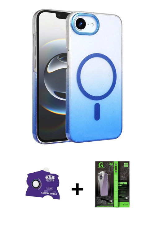 ieg™ iPhone 16E Kılıf Ahenk Doku Özel Seri - Şeffaf 360 Full Body Arka Koruyucu + Rainbow Bilvis Tit