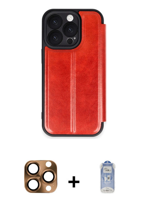 ieg™ iPhone 16 Pro Max Kılıf Zirve Yansıma Serisi - Siyah Joko Magic 5D Cam + Çöl Titanyum Pers Alüm
