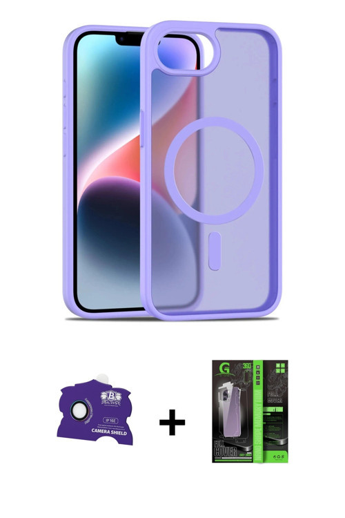 ieg™ iPhone 16E Kılıf Siluet Minimal Prime - Şeffaf 360 Full Body Arka Koruyucu + Rainbow Bilvis Tit