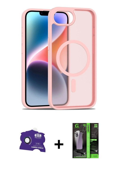 ieg™ iPhone 16E Kılıf Siluet Minimal Prime - Şeffaf 360 Full Body Arka Koruyucu + Rainbow Bilvis Tit