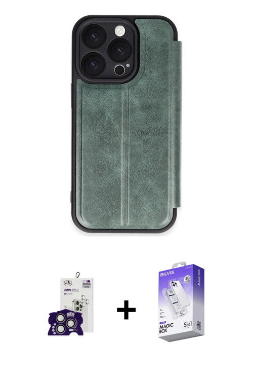 ieg™ iPhone 16 Pro Max Kılıf Zirve Yansıma Serisi - Siyah Bilvis 5in1 3D Magic Cam Ekran Koruyucu +