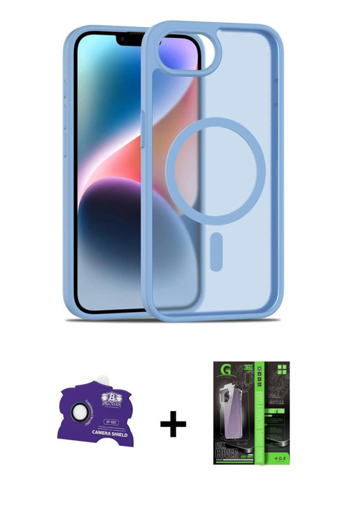 ieg™ iPhone 16E Kılıf Siluet Minimal Prime - Şeffaf 360 Full Body Arka Koruyucu + Rainbow Bilvis Tit