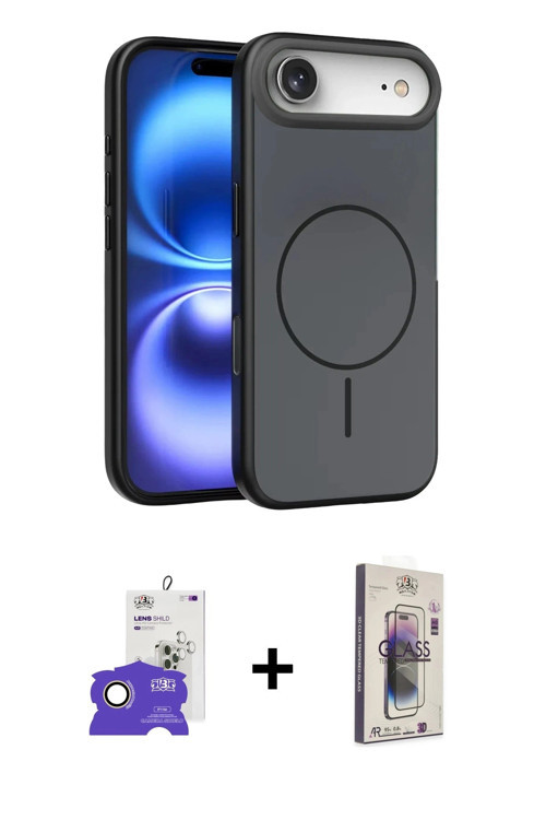 ieg™ iPhone 17 Air Kılıf Atlas Asil Prime - Siyah Bilvis 3D Cam Ekran Koruyucu + Gold Bilvis Titan K