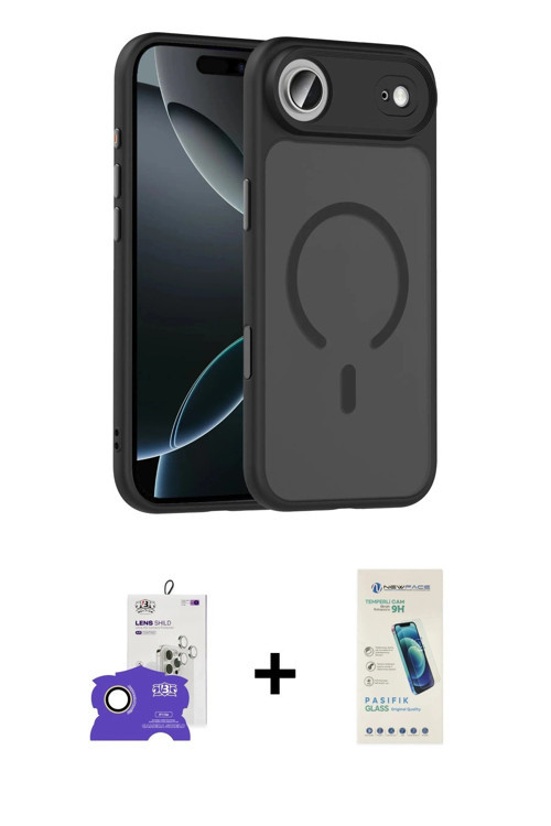 ieg™ iPhone 17 Air Kılıf Doruk Form Serisi - Şeffaf Pasifik Cam Ekran Koruyucu + Gold Bilvis Titan K