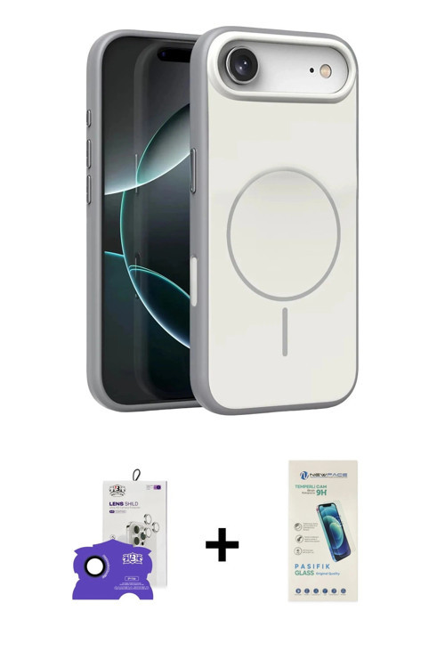 ieg™ iPhone 17 Air Kılıf Atlas Asil Prime - Şeffaf Pasifik Cam Ekran Koruyucu + Lacivert Bilvis Tita