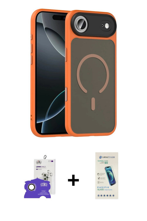 ieg™ iPhone 17 Air Kılıf Doruk Form Serisi - Şeffaf Pasifik Cam Ekran Koruyucu + Gold Bilvis Titan K