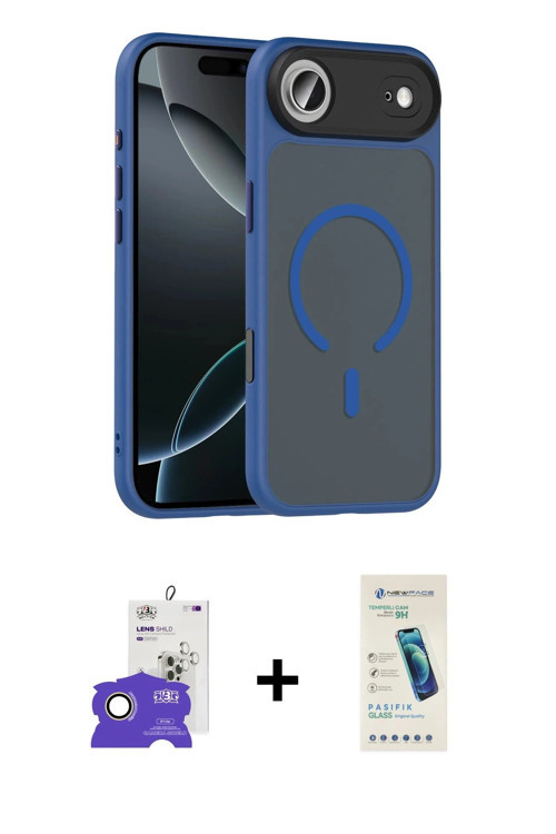 ieg™ iPhone 17 Air Kılıf Doruk Form Serisi - Şeffaf Pasifik Cam Ekran Koruyucu + Gold Bilvis Titan K