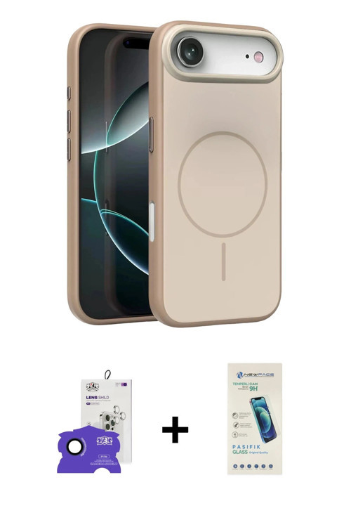 ieg™ iPhone 17 Air Kılıf Atlas Asil Prime - Şeffaf Pasifik Cam Ekran Koruyucu + Lacivert Bilvis Tita