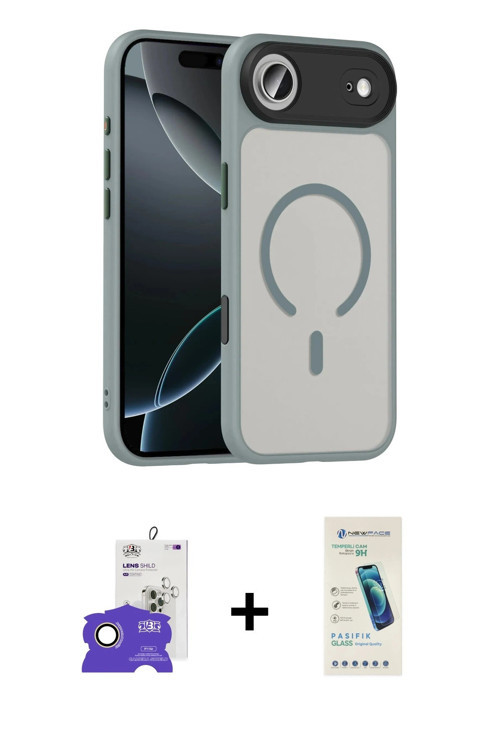 ieg™ iPhone 17 Air Kılıf Doruk Form Serisi - Şeffaf Pasifik Cam Ekran Koruyucu + Gold Bilvis Titan K