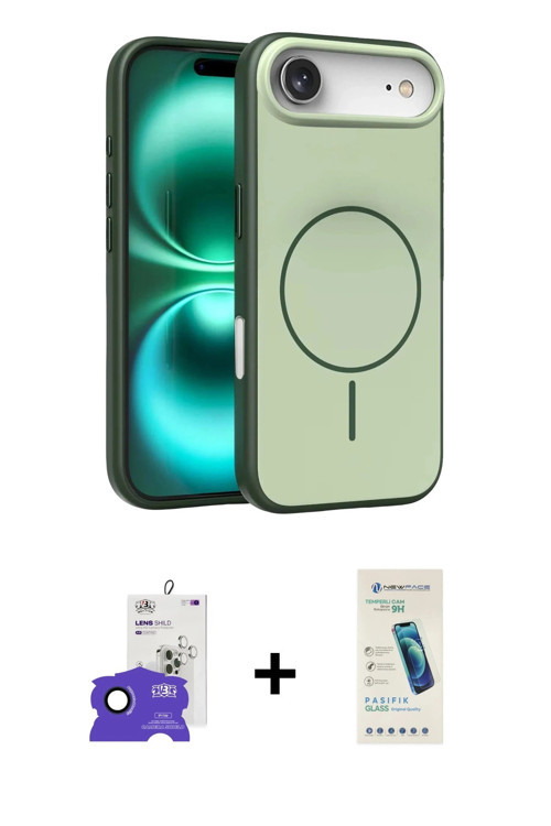 ieg™ iPhone 17 Air Kılıf Atlas Asil Prime - Şeffaf Pasifik Cam Ekran Koruyucu + Lacivert Bilvis Tita