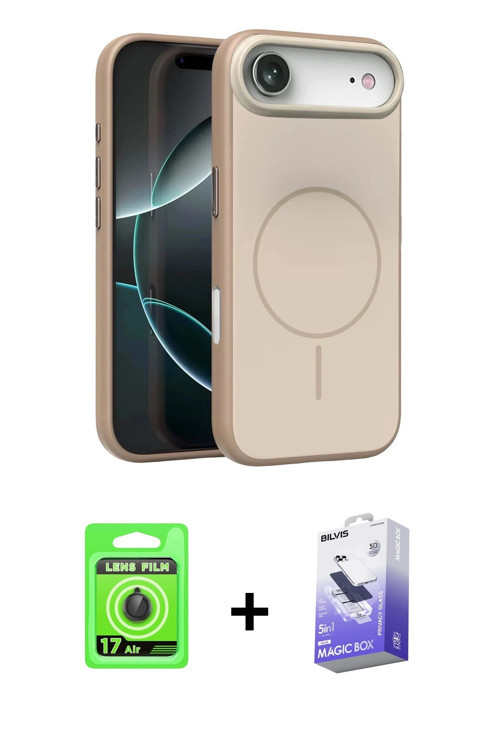 ieg™ iPhone 17 Air Kılıf Atlas Asil Prime - Siyah Bilvis 5in1 5D Magic Hayalet Cam Ekran Koruyucu +
