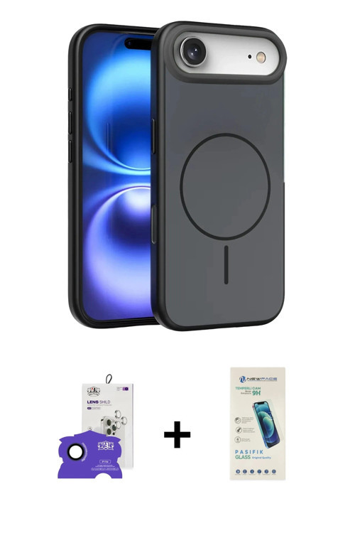 ieg™ iPhone 17 Air Kılıf Atlas Asil Prime - Şeffaf Pasifik Cam Ekran Koruyucu + Lacivert Bilvis Tita