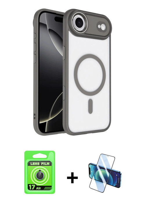ieg™ iPhone 17 Air Kılıf Kıvılcım Prime - Siyah 3D Antistatik Seramik Nano Ekran Koruyucu + Mavi Raz