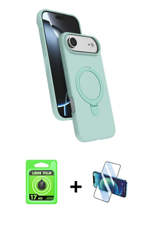 ieg™ iPhone 17 Air Kılıf İz Işık Koleksiyonu - Siyah 3D Antistatik Seramik Nano Ekran Koruyucu + Siy