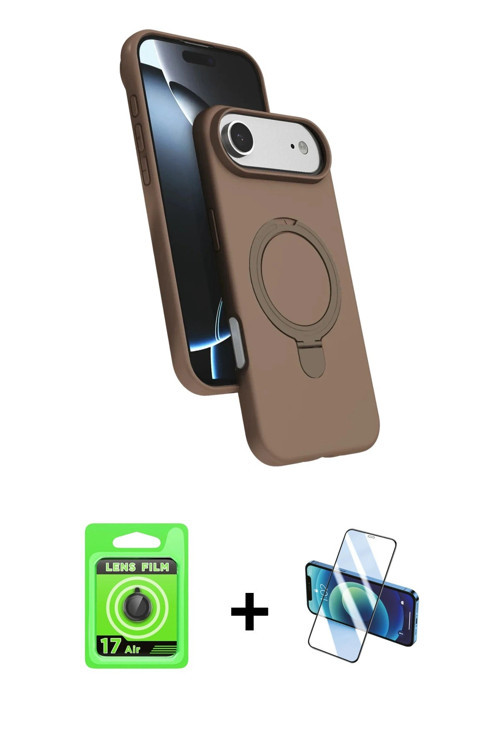 ieg™ iPhone 17 Air Kılıf İz Işık Koleksiyonu - Siyah 3D Antistatik Seramik Nano Ekran Koruyucu + Siy