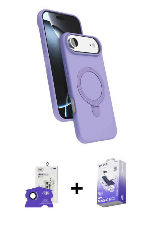 ieg™ iPhone 17 Air Kılıf İz Işık Koleksiyonu - Siyah Bilvis 5in1 5D Magic Hayalet Cam Ekran Koruyucu