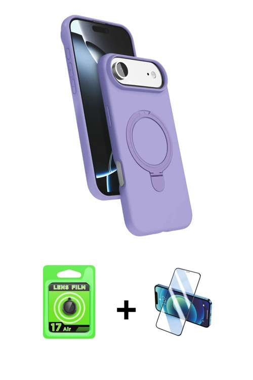 ieg™ iPhone 17 Air Kılıf İz Işık Koleksiyonu - Siyah 3D Antistatik Seramik Nano Ekran Koruyucu + Siy