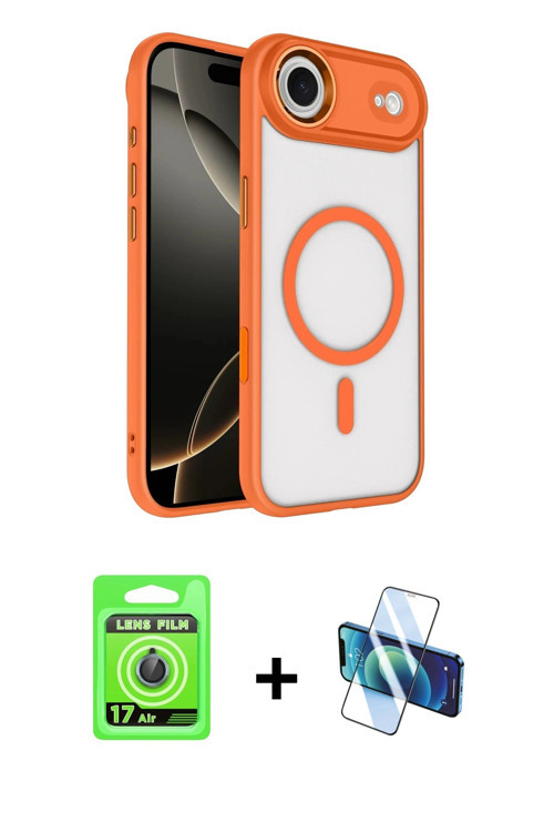 ieg™ iPhone 17 Air Kılıf Kıvılcım Prime - Siyah 3D Antistatik Seramik Nano Ekran Koruyucu + Mavi Raz