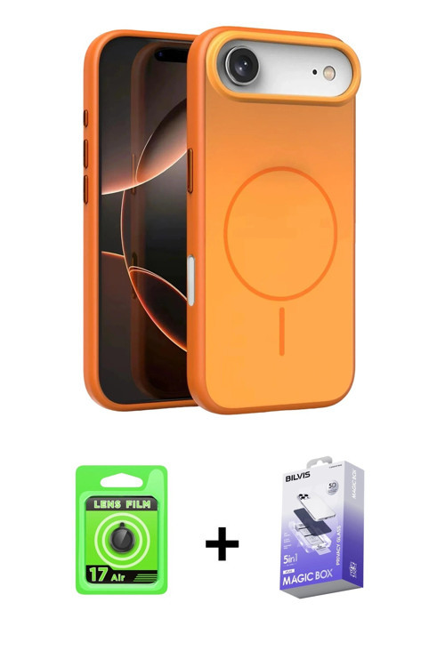 ieg™ iPhone 17 Air Kılıf Atlas Asil Prime - Siyah Bilvis 5in1 5D Magic Hayalet Cam Ekran Koruyucu +