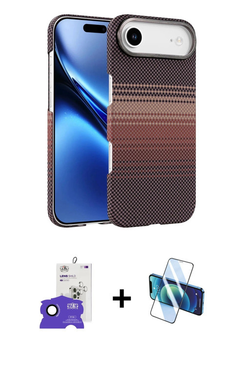 ieg™ iPhone 17 Air Kılıf Doruk Serisi - Siyah 3D Antistatik Seramik Nano Ekran Koruyucu + Lacivert B