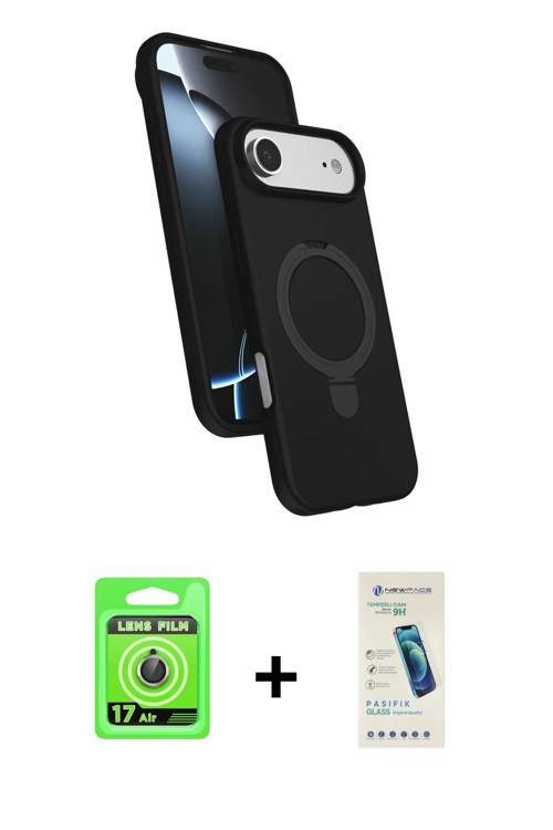 ieg™ iPhone 17 Air Kılıf İz Işık Koleksiyonu - Şeffaf Pasifik Cam Ekran Koruyucu + Gold Raze Metal K