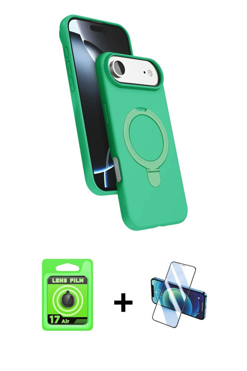 ieg™ iPhone 17 Air Kılıf İz Işık Koleksiyonu - Siyah 3D Antistatik Seramik Nano Ekran Koruyucu + Siy