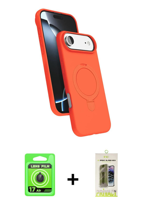 ieg™ iPhone 17 Air Kılıf İz Işık Koleksiyonu - Siyah Joko Magic 5D Hayalet Cam + Siyah Raze Metal Ka