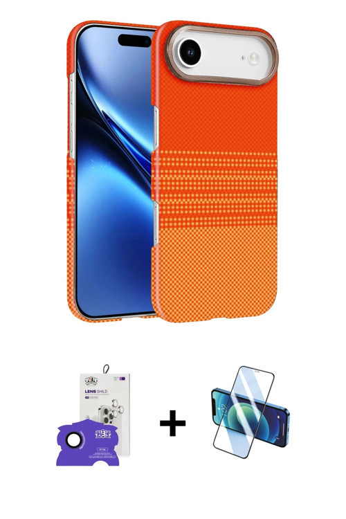 ieg™ iPhone 17 Air Kılıf Doruk Serisi - Siyah 3D Antistatik Seramik Nano Ekran Koruyucu + Lacivert B
