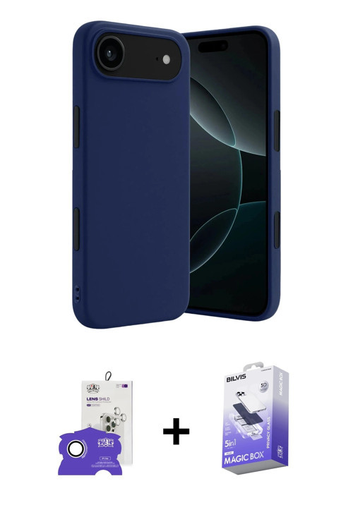 ieg™ iPhone 17 Air Kılıf Kozmos Yansıma Özel Seri - Siyah Bilvis 5in1 5D Magic Hayalet Cam Ekran Kor