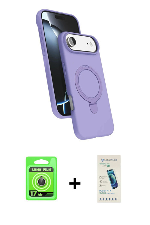 ieg™ iPhone 17 Air Kılıf İz Işık Koleksiyonu - Şeffaf Pasifik Cam Ekran Koruyucu + Gold Raze Metal K