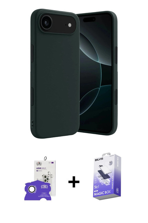 ieg™ iPhone 17 Air Kılıf Kozmos Yansıma Özel Seri - Siyah Bilvis 5in1 5D Magic Hayalet Cam Ekran Kor