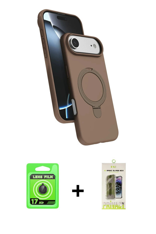 ieg™ iPhone 17 Air Kılıf İz Işık Koleksiyonu - Siyah Joko Magic 5D Hayalet Cam + Siyah Raze Metal Ka