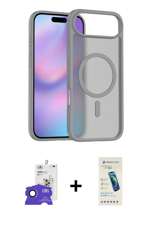 ieg™ iPhone 17 Air Kılıf Siluet Minimal Prime - Şeffaf Pasifik Cam Ekran Koruyucu + Siyah Bilvis Tit