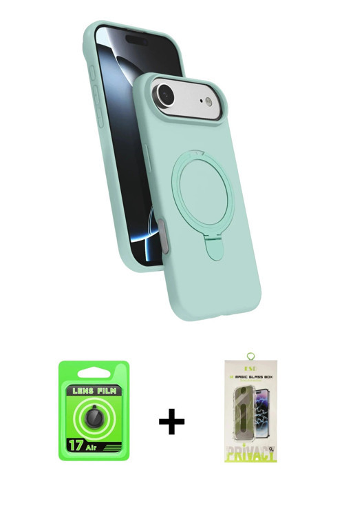 ieg™ iPhone 17 Air Kılıf İz Işık Koleksiyonu - Siyah Joko Magic 5D Hayalet Cam + Siyah Raze Metal Ka
