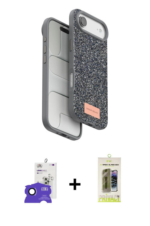 ieg™ iPhone 17 Air Kılıf Vadi Klasik Serisi - Siyah Joko Magic 5D Hayalet Cam + Lacivert Bilvis Tita