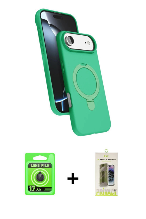 ieg™ iPhone 17 Air Kılıf İz Işık Koleksiyonu - Siyah Joko Magic 5D Hayalet Cam + Siyah Raze Metal Ka