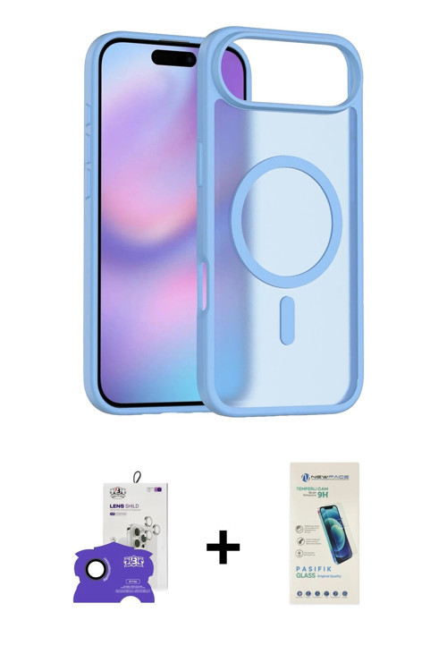 ieg™ iPhone 17 Air Kılıf Siluet Minimal Prime - Şeffaf Pasifik Cam Ekran Koruyucu + Siyah Bilvis Tit