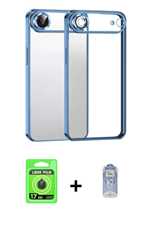 ieg™ iPhone 17 Air Kılıf Vadi Minimal - Siyah Joko Magic 5D Cam + Siyah Raze Metal Kamera Lens