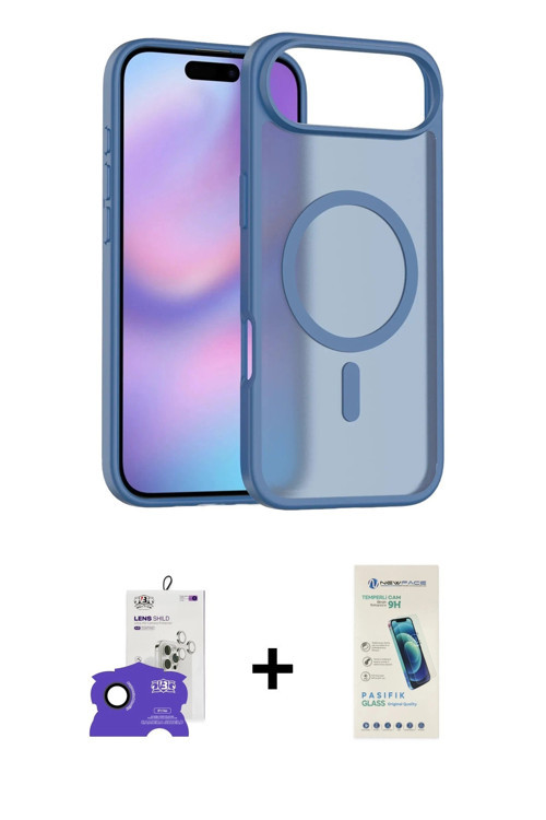 ieg™ iPhone 17 Air Kılıf Siluet Minimal Prime - Şeffaf Pasifik Cam Ekran Koruyucu + Siyah Bilvis Tit