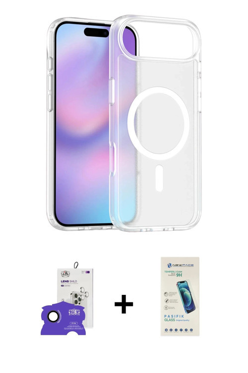 ieg™ iPhone 17 Air Kılıf Siluet Minimal Prime - Şeffaf Pasifik Cam Ekran Koruyucu + Siyah Bilvis Tit
