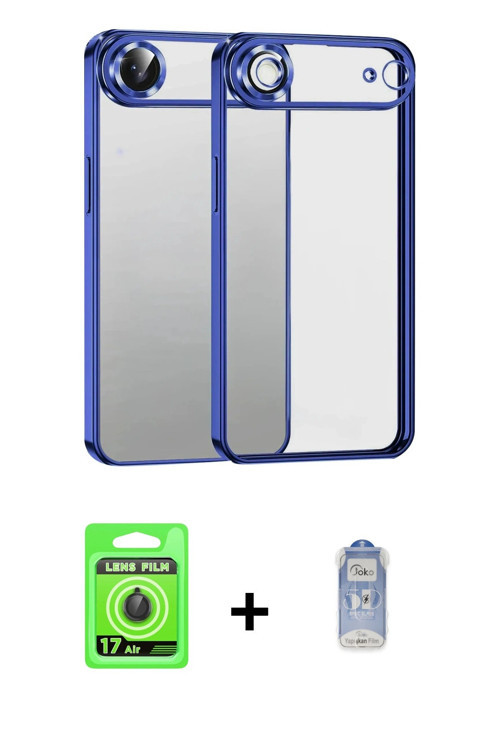 ieg™ iPhone 17 Air Kılıf Vadi Minimal - Siyah Joko Magic 5D Cam + Siyah Raze Metal Kamera Lens