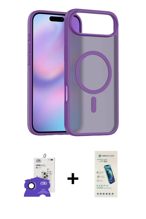 ieg™ iPhone 17 Air Kılıf Siluet Minimal Prime - Şeffaf Pasifik Cam Ekran Koruyucu + Siyah Bilvis Tit