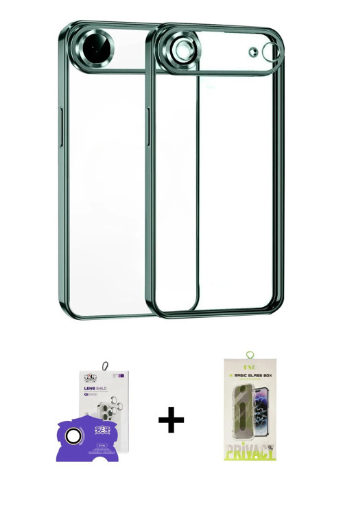 ieg™ iPhone 17 Air Kılıf Vadi Minimal - Siyah Joko Magic 5D Hayalet Cam + Gold Bilvis Titan Kamera L