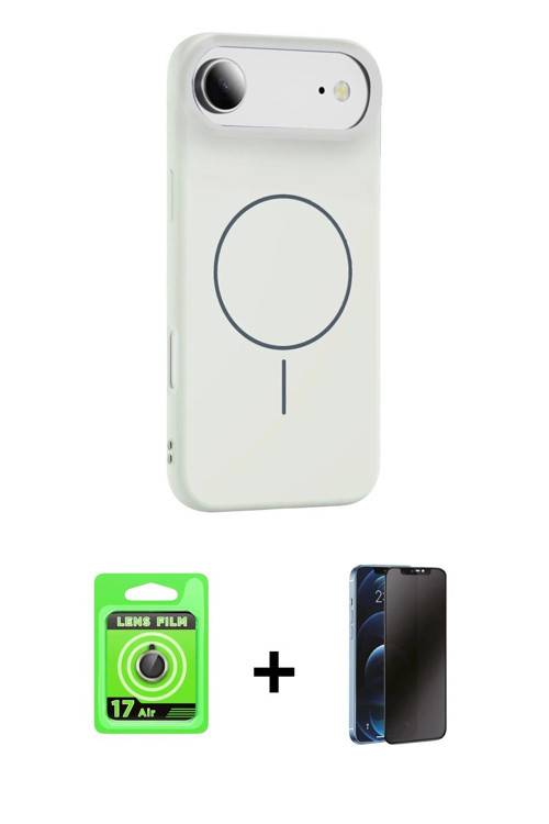 ieg™ iPhone 17 Air Kılıf Yankı Form Serisi - Siyah 3D Antistatik Hayalet Cam Ekran Koruyucu + Gold R