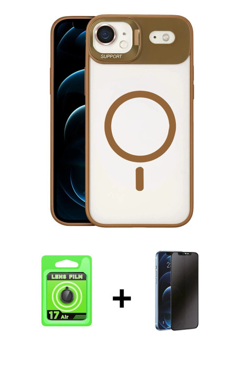 ieg™ iPhone 17 Air Kılıf Yadigar Asil Koleksiyonu - Siyah 3D Antistatik Hayalet Cam Ekran Koruyucu +