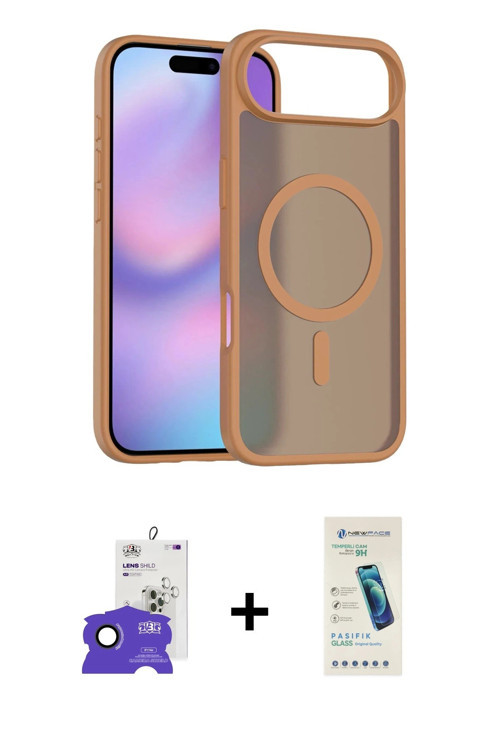 ieg™ iPhone 17 Air Kılıf Siluet Minimal Prime - Şeffaf Pasifik Cam Ekran Koruyucu + Siyah Bilvis Tit